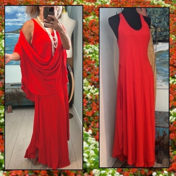 Afghan Blue Sky,Stunning Red,Convertible EUC,Heavier(No Bundles)POCKETS, Size M - Picture 5 of 16